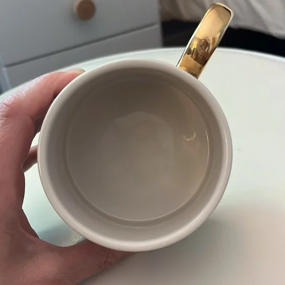 Anthropologie Blue Teal Drip Watercolor Night Sky Gold Ring Handle Mug - Picture 6 of 10